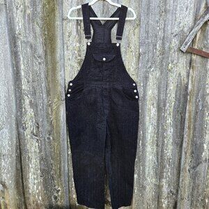 Vintage 90s Y2K Bib Overalls Size XL Baggy Black Plaid Check Corduroy Grunge
